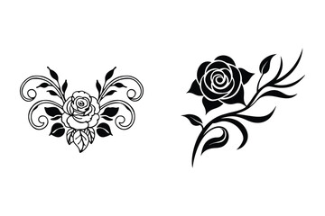 Decorative Rose Flower Silhouette Vector Illustration