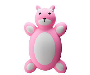 pink color teddy bear on transparent background white color belly and dark eyes with dark nose 