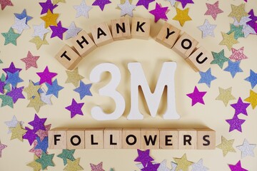 Thank You 3000000, 3M Followers congratulation and celebration social media subscribers and...