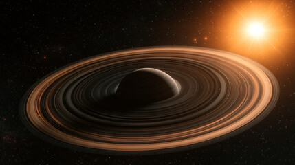Cosmic event planetary ring formation outer space digital art galactic environment wide angle view celestial concept