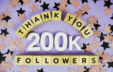 Thank You 200000, 200K Followers congratulation and celebration social media subscribers and...