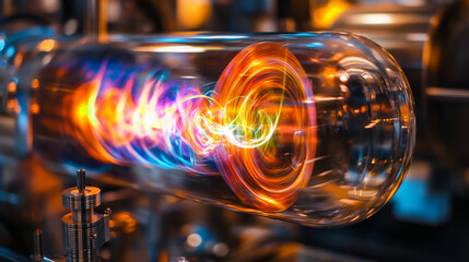 Dynamic plasma energy experiment laboratory scientific imaging high-tech environment close-up view physics exploration
