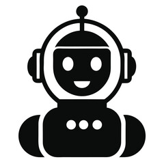 Fototapeta premium AI Bot Silhouette Icon on Clean White Canvas