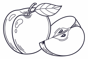 Line drawing icon of apple fruit