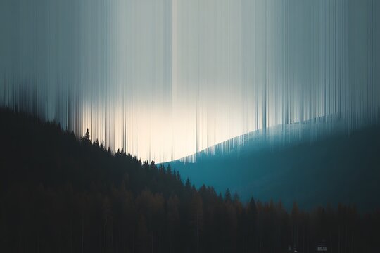 Abstract mountains and forest pixel sorting