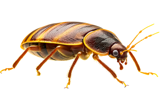 Detailed Bed Bug on Isolated White Background - Professional Pest Control Image