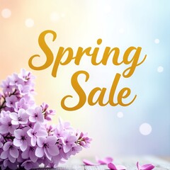 Beautiful Lilac Flowers on Color Background – Spring Sale Banner

