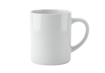 White ceramic mug with a handle on a black background