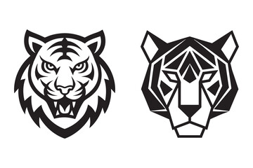 Tiger head vector illustration of a wild feline predator, ideal for a bold tattoo design or powerful animal logo