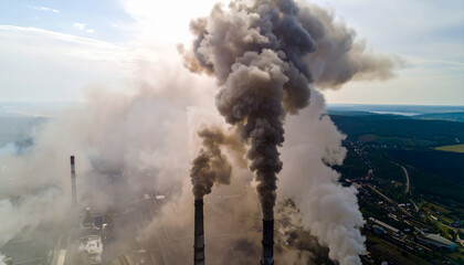 Smoke from the pipes of the factory. resulting in air pollution. 