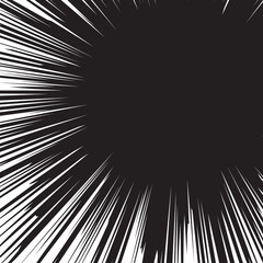 Naklejka premium Comic book White radial rays, manga or anime speed lines, zoom and motion effects. Cartoon action background. Pop art style elements. Vector illustration 