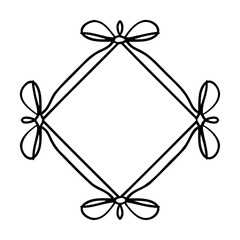 Elegant hand drawn diamond frame with bows decorative outline design element