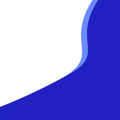 An abstract graphic featuring a large, solid royal blue shape occupying the lower right portion of the image. A lighter, pastel blue curved strip runs alongside the upper edge of the royal blue shape.