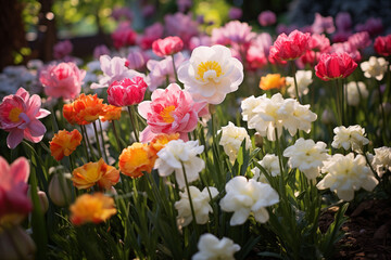 Fototapeta premium A flower garden full of beautiful flowers