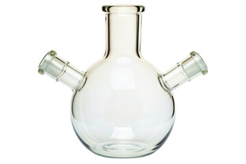 Three-neck round-bottom laboratory boiling flask isolated with transparent background