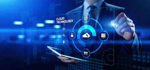 Cloud service computing data storage internet technology concept.