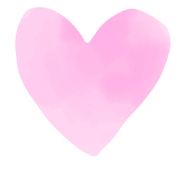 手描き風のハート。水彩画のベクターイラスト。