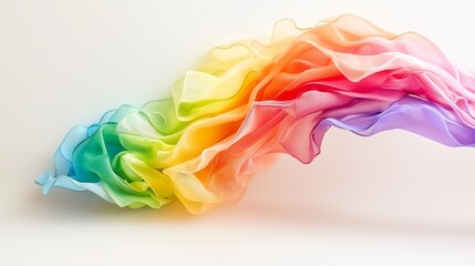 A watercolor rainbow, with translucent hues and a misty effect, floating in the upper-left corner of the canvas, leaving the rest of the white background open for design elements or text