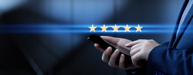 Customer Satisfaction and Quality Rating with Five-Star Service and Business Excellence.