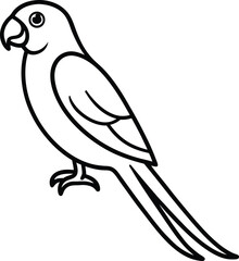 Minimal Line Drawing of a Parrot in Tropical Style