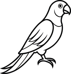 Elegant Black Line Parrot Vector with Curved Beak