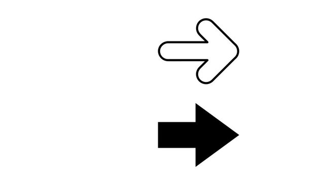 Pointer black line, and vector animation. Scroll down to the animated icon. Moving, shaking. Direction guidance, help, and Download technology. 