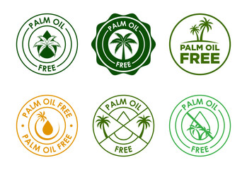 Palm oil free icons set design, healthy organic food, No palm oil badge sign