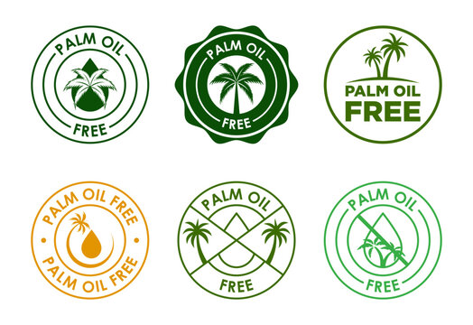 Palm oil free icons set design, healthy organic food, No palm oil badge sign