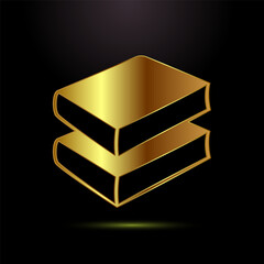 Book icon design illustration, Book sign symbol for apps and websites in gold color style