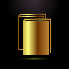 Book icon design illustration, Book sign symbol for apps and websites in gold color style