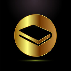 Book icon design illustration, Book sign symbol for apps and websites in gold color style