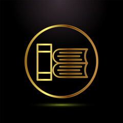 Book icon design illustration, Book sign symbol for apps and websites in gold color style
