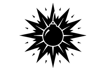 Silhouette Vector Art Illustration of Black and White Bomb Blast Design