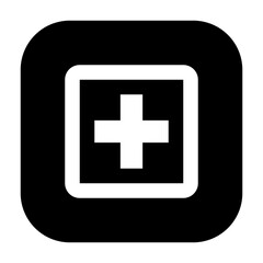 Line icon of hospital, for emergency service location and navigation.