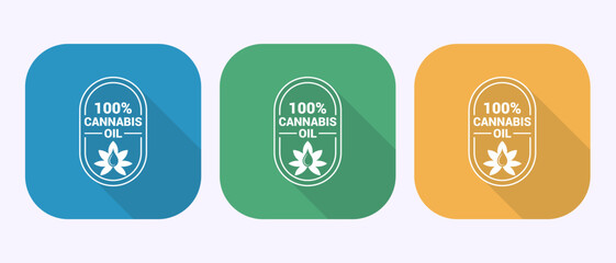 Cannabis oil icon design illustration. Marijuana oil icon, CBD cannabidiol sign symbol in shadow button design