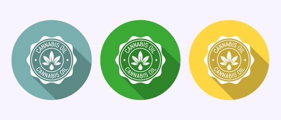 Cannabis oil icon design illustration. Marijuana oil icon, CBD cannabidiol sign symbol in shadow button design