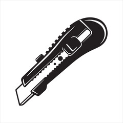 Utility Cutter Knife Silhouette Icon Vector