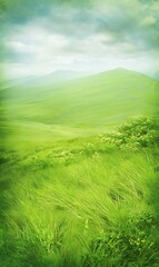 Fototapeta premium Rolling green hills beneath soft skies