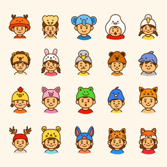 set of funny cartoon animals