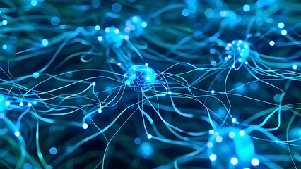 Futuristic AI Neural Network with Glowing Connections and Binary Code | Generative AI
