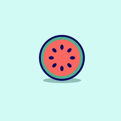 Watermelon icon cute retro cartoon vector hand drawn