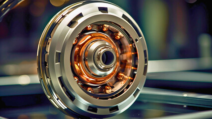 Precision Ball Bearing Floating in Air with Reflections on Polished Metal Surface | Generative AI