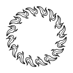 Black and white decorative circle frame with organic inspired abstract floral elements