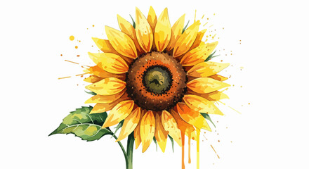 Sunflower Splash in Watercolor Style