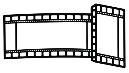 Fototapeta premium Black and white film strip with blank frames and perforations movie cinema