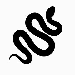 Fototapeta premium Snake cobra or anaconda silhouette vector icon. Long snake creeping