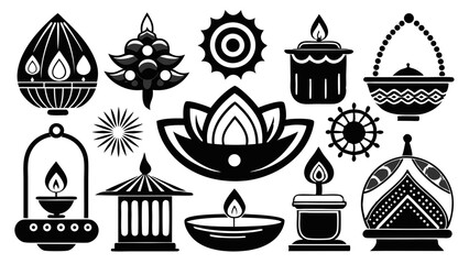 vector set illustration of a candle