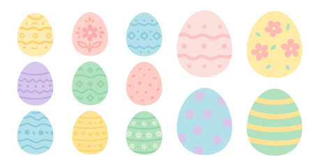 A collection of colorful Easter eggs decorated with patterns and flowers. These Easter eggs represent festive Easter traditions and joy.