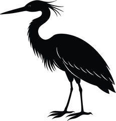 heron silhouette isolated on white background