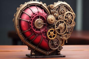 Naklejka premium Steampunk heart sculpture with gears and cogs